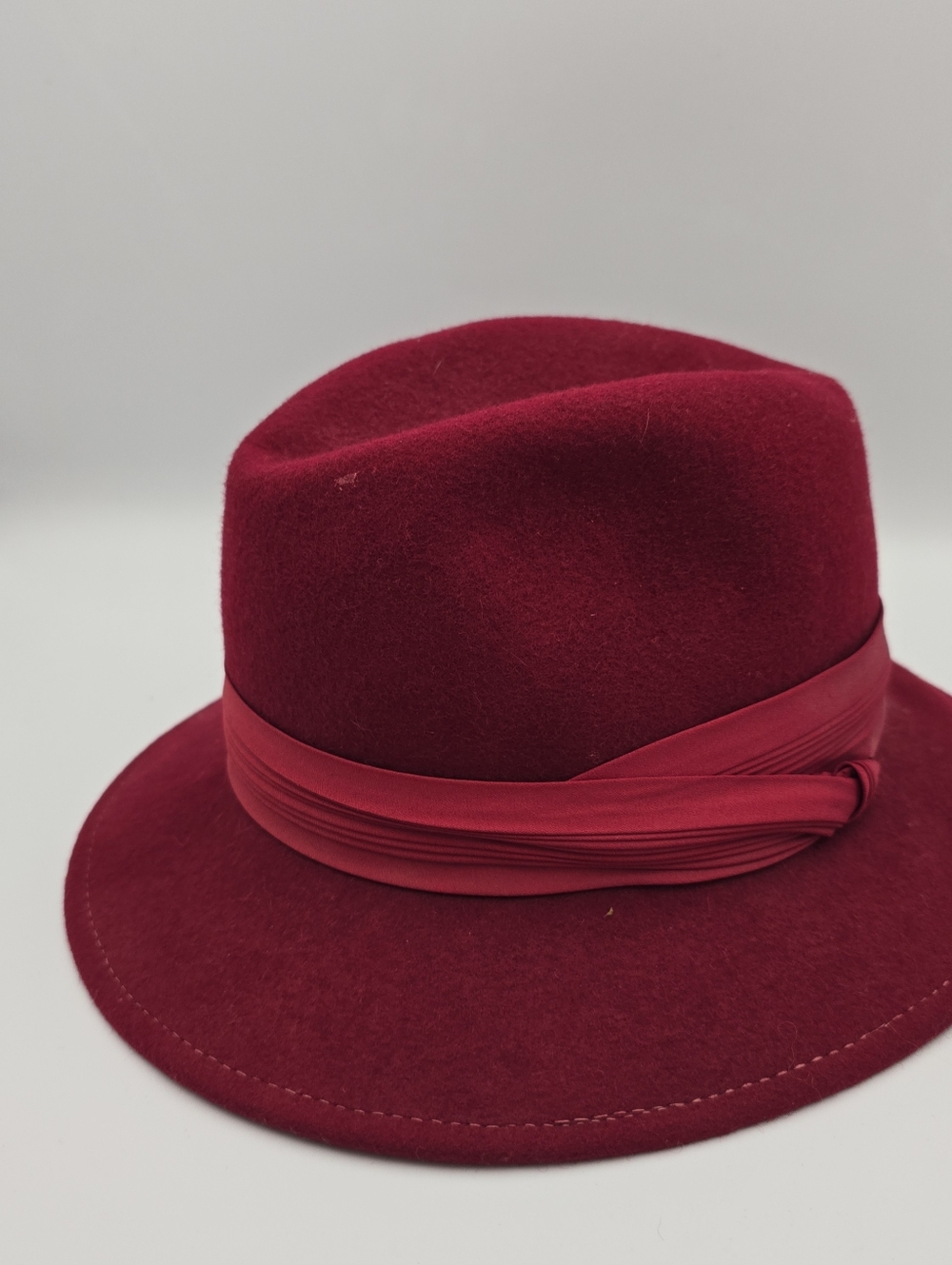 Vintage Women's Lancaster Red 100% Wool Fedora Hat - Picture 2 of 7